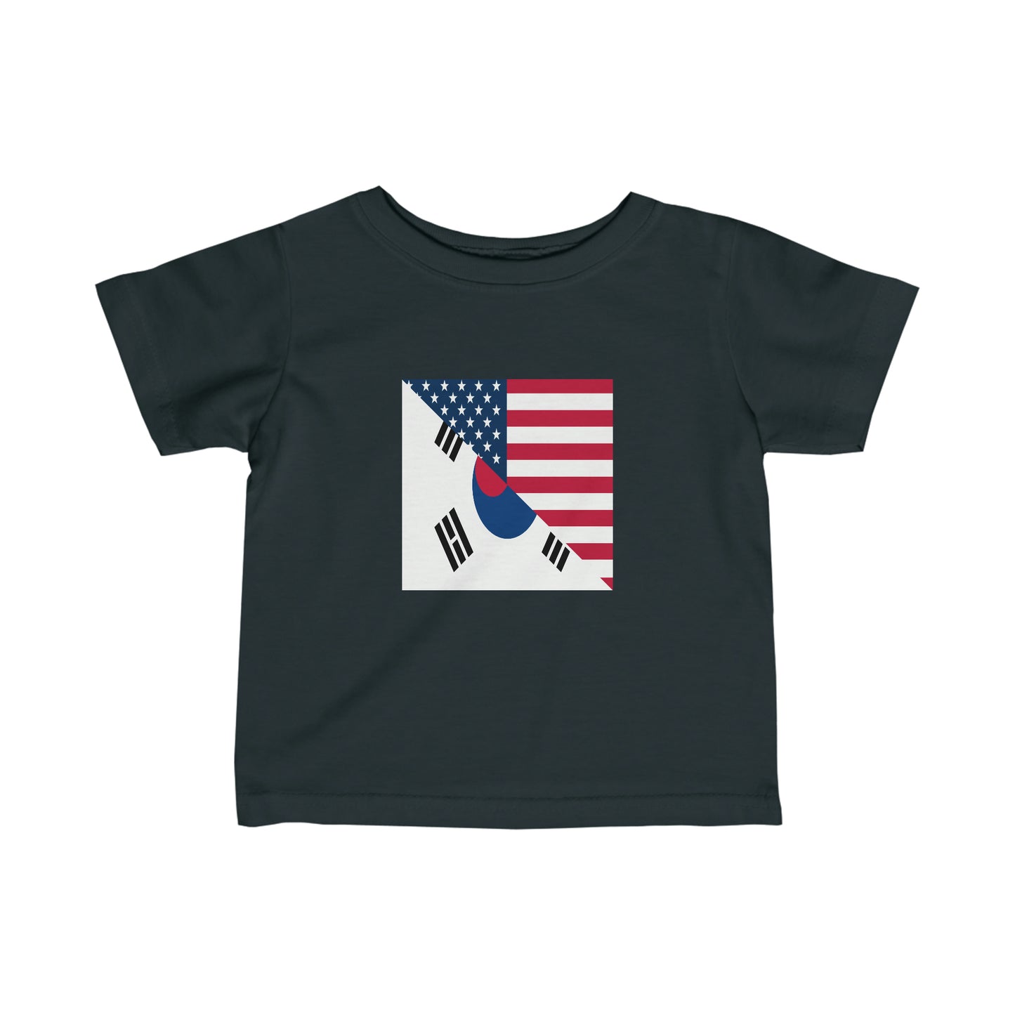 Infant South Korean American Flag Half South Korea USA Toddler Tee Shirt