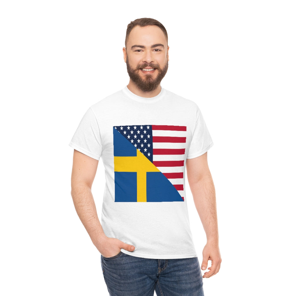 Swedish American Flag Tee Shirt | Unisex Sweden USA Tshirt