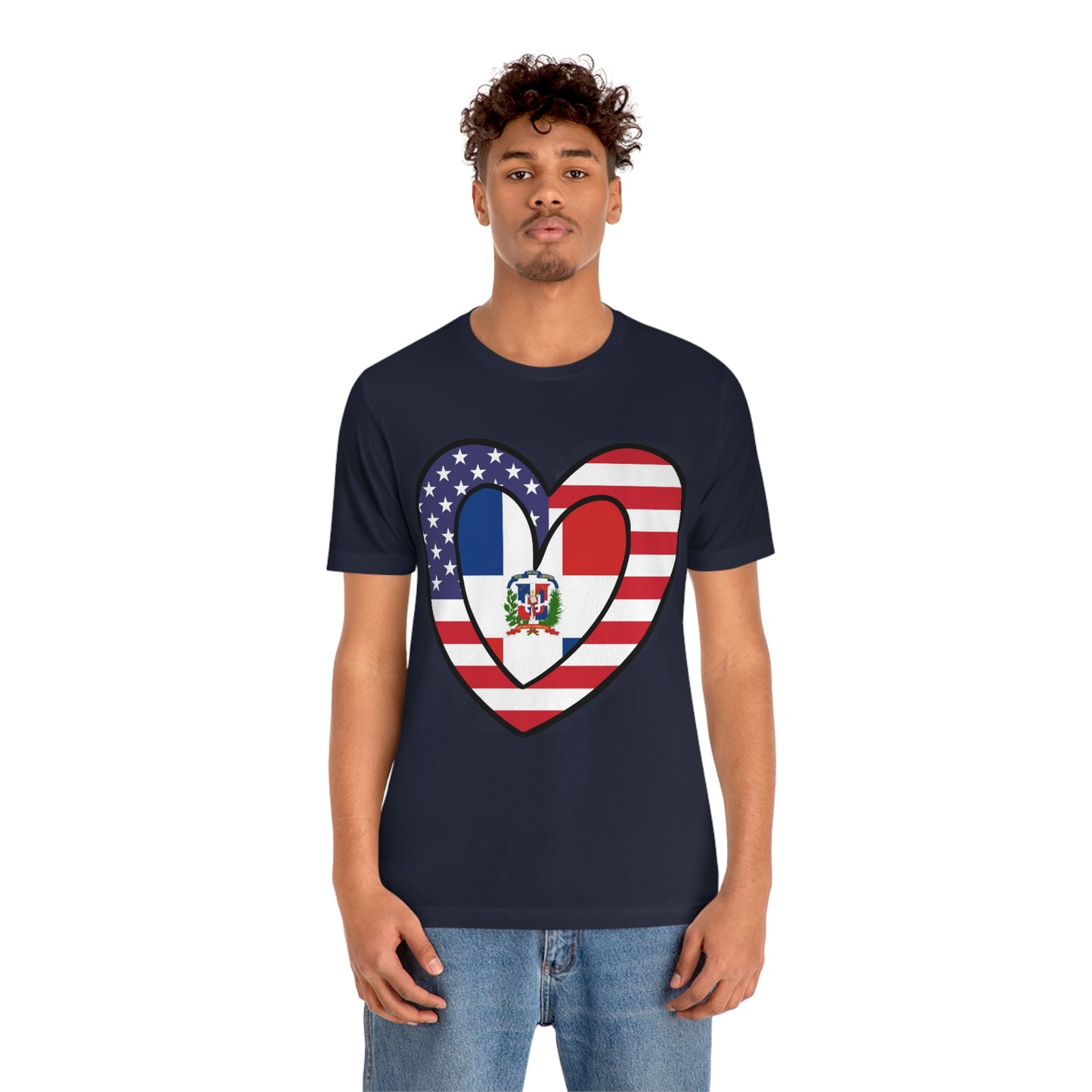 Dominican Republic American Heart Valentines Day Gift Tee Shirt | Half Dominicano USA Flag T-Shirt