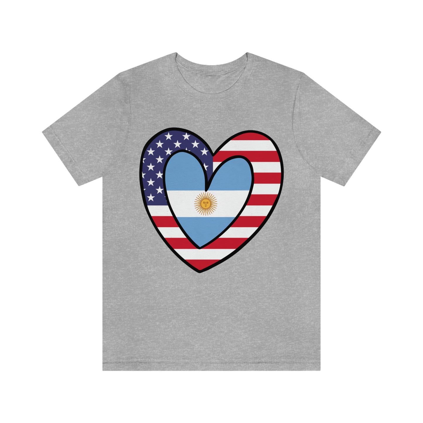 Argentinian American Heart Valentines Day Gift Tee Shirt | Half Argentina USA Flag T-Shirt