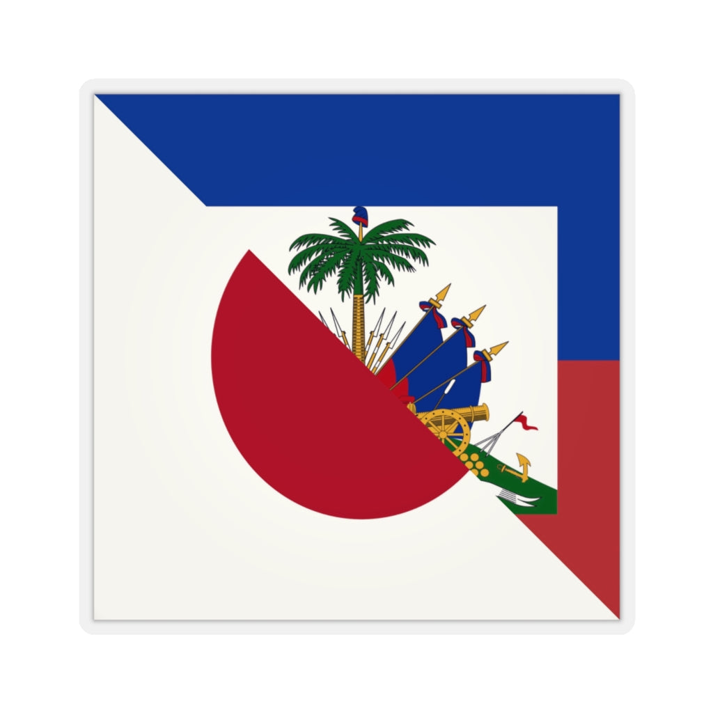 Half Haitian-Japanese Flag Sticker | Haiti Japan Flag Sticker