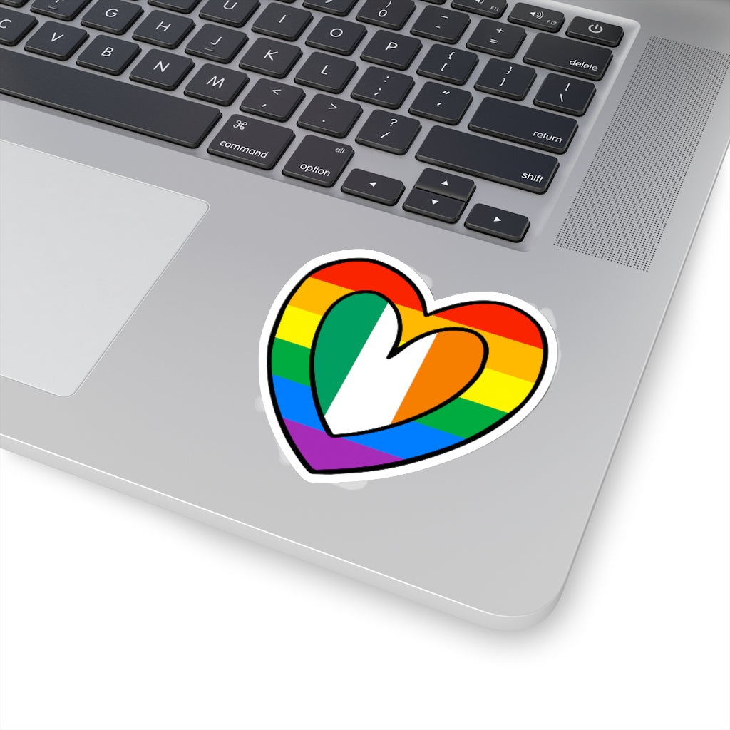 Irish Pride Rainbow Flag Heart Sticker | Ireland Pride Month Accessory