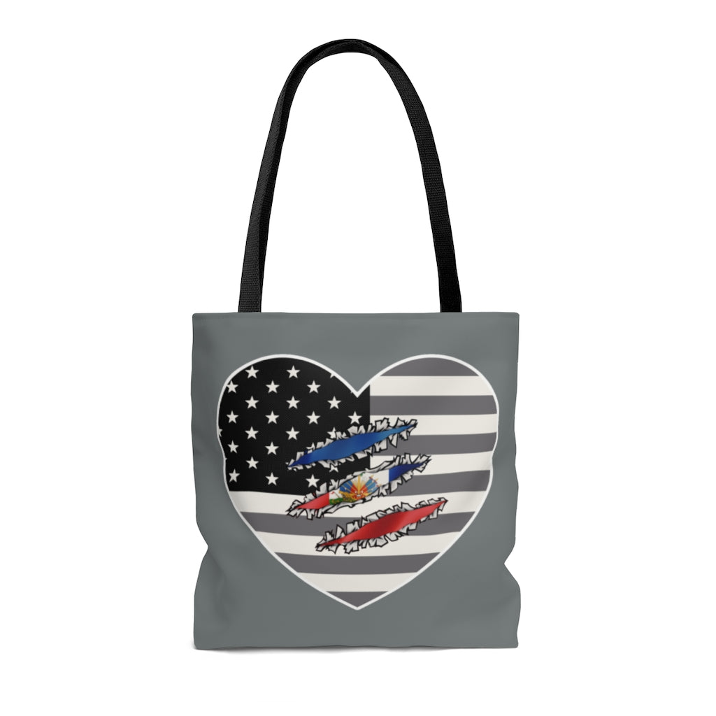 Haitian American At Heart Flag Tote Bag  | Haiti USA Accessory