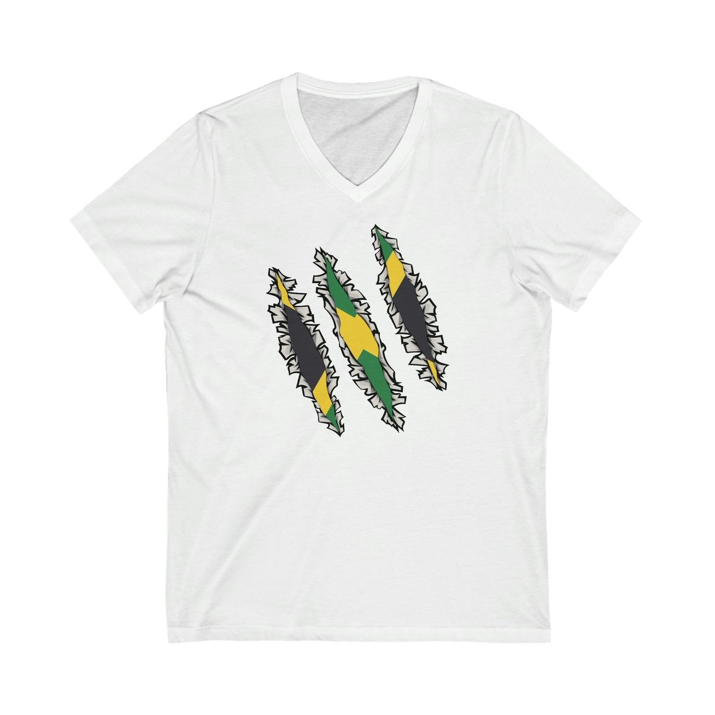 Slashed Jamaican Flag | Jamaica Woman V-Neck T-Shirt | Unisex Vee Shirt