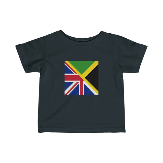 Infant English Jamaican Flag | Half Jamaica England Flag Toddler Tee Shirt