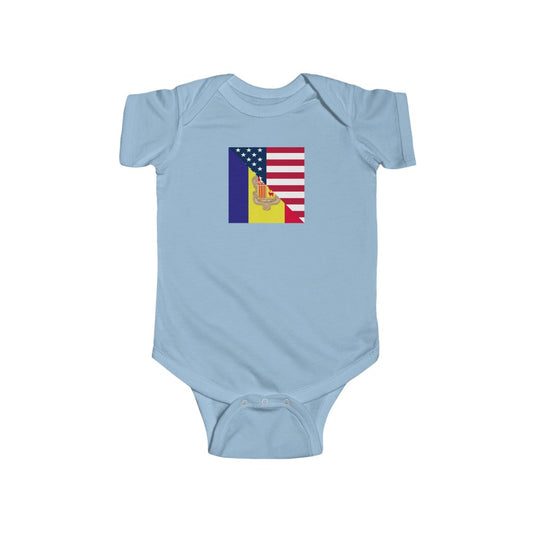 Andorran American Flag Baby Bodysuit | Andorra USA Clothing