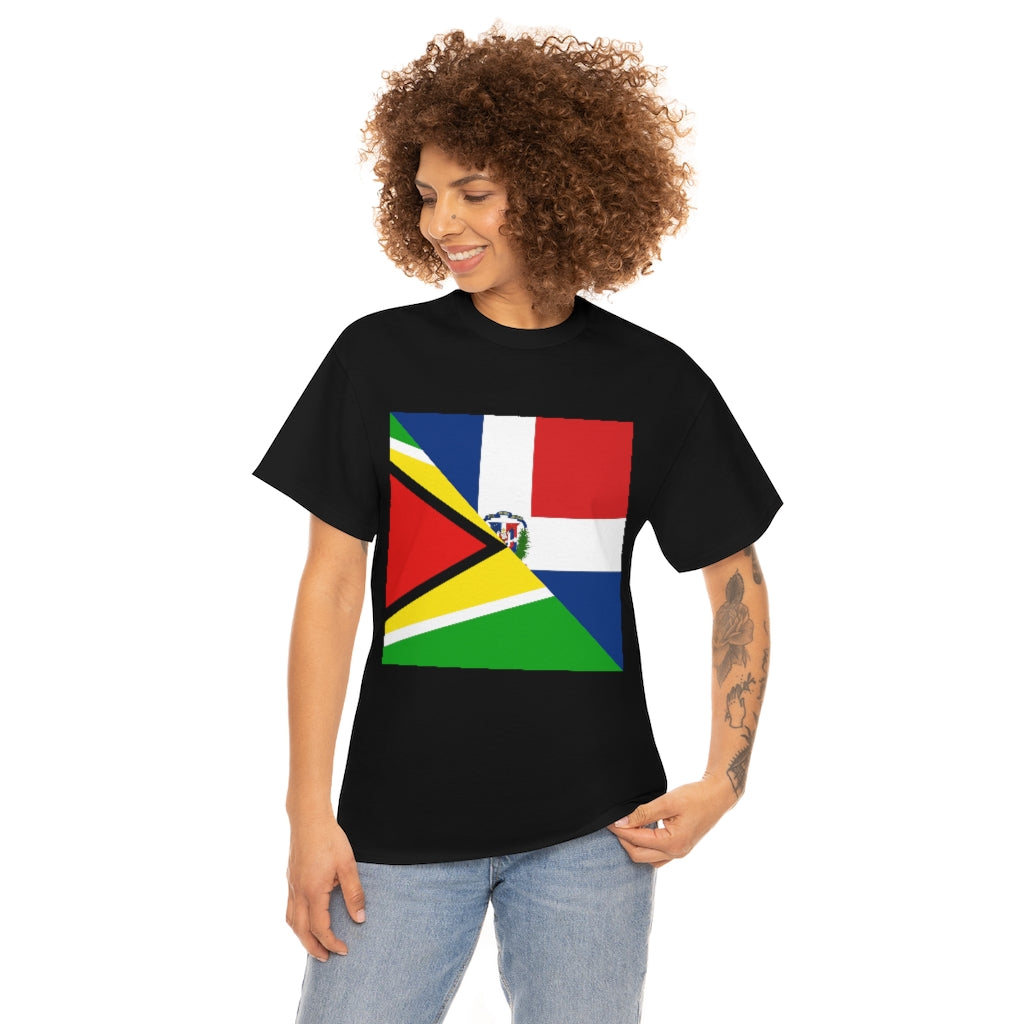 Guyanese Dominican Republic Flag Tee Shirt | Unisex Guyana DR T-shirt