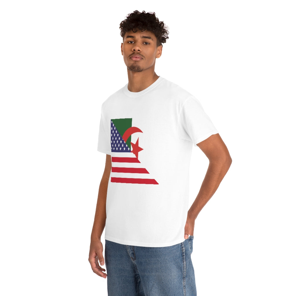 Algerian American Flag Tee Shirt | Algeria USA Tshirt