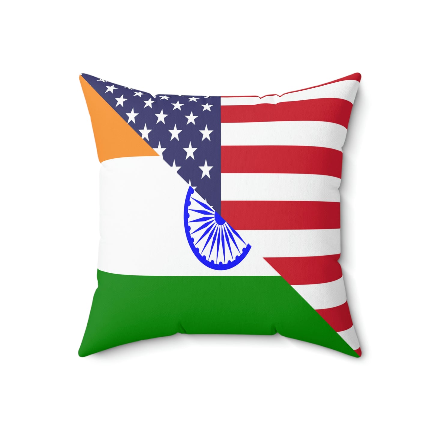 Indian American Flag Half India USA Spun Polyester Square Pillow