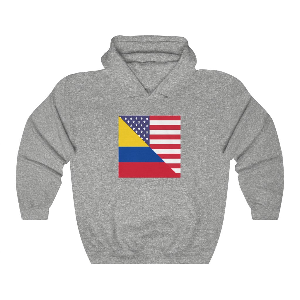 Colombian American Flag Hoodie | Unisex Half Colombia Pullover