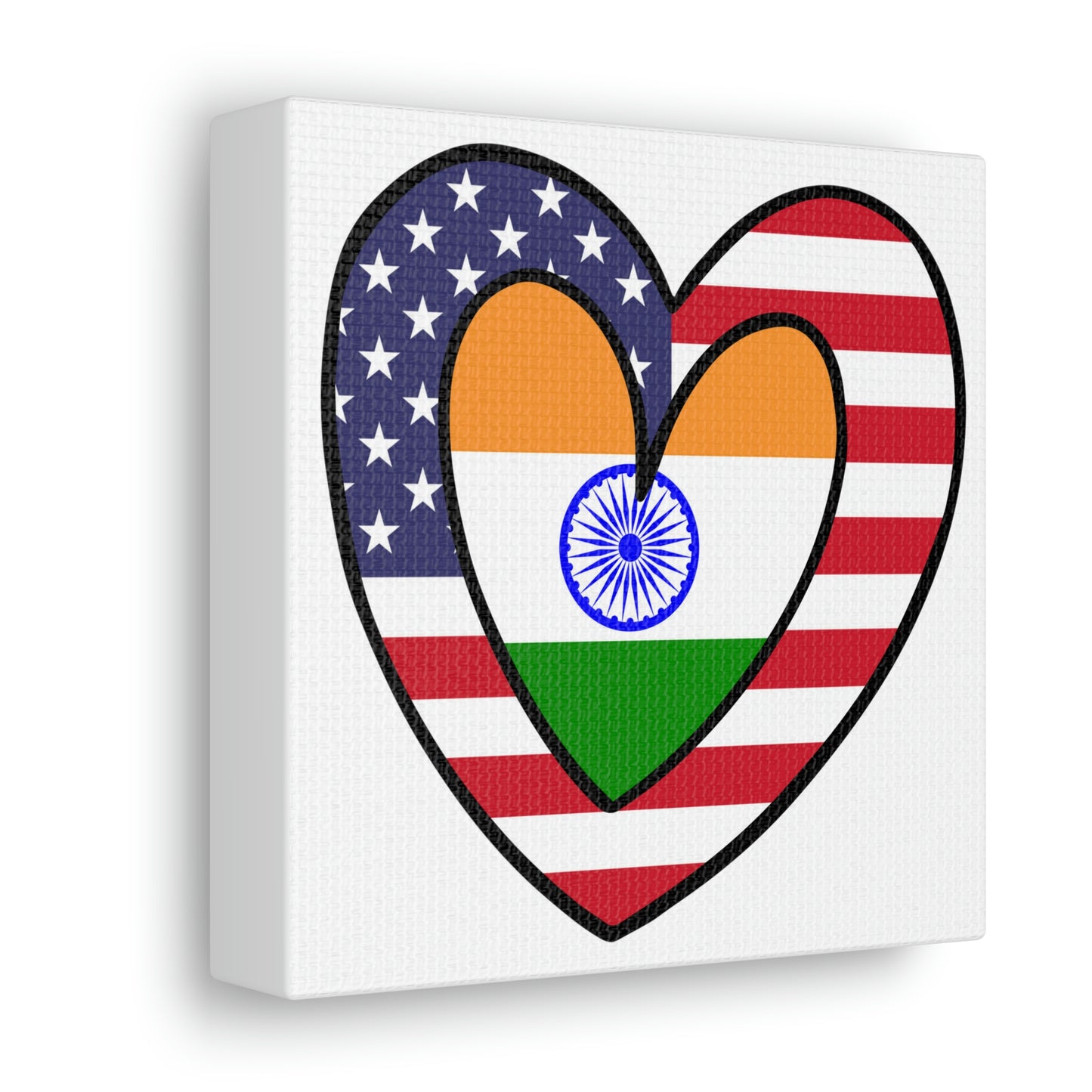 American Asian Indian Flag Inner Heart USA India Canvas Gallery Wraps | Wall Art