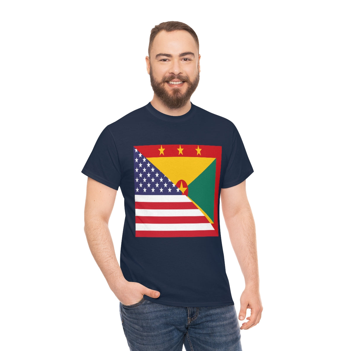 Grenadan American Flag Half Grenada USA T-Shirt | Unisex Tee Shirt