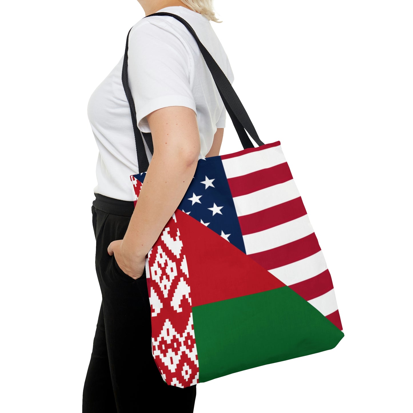 Belarus American Flag Half USA Tote Bag | Shoulder Bag