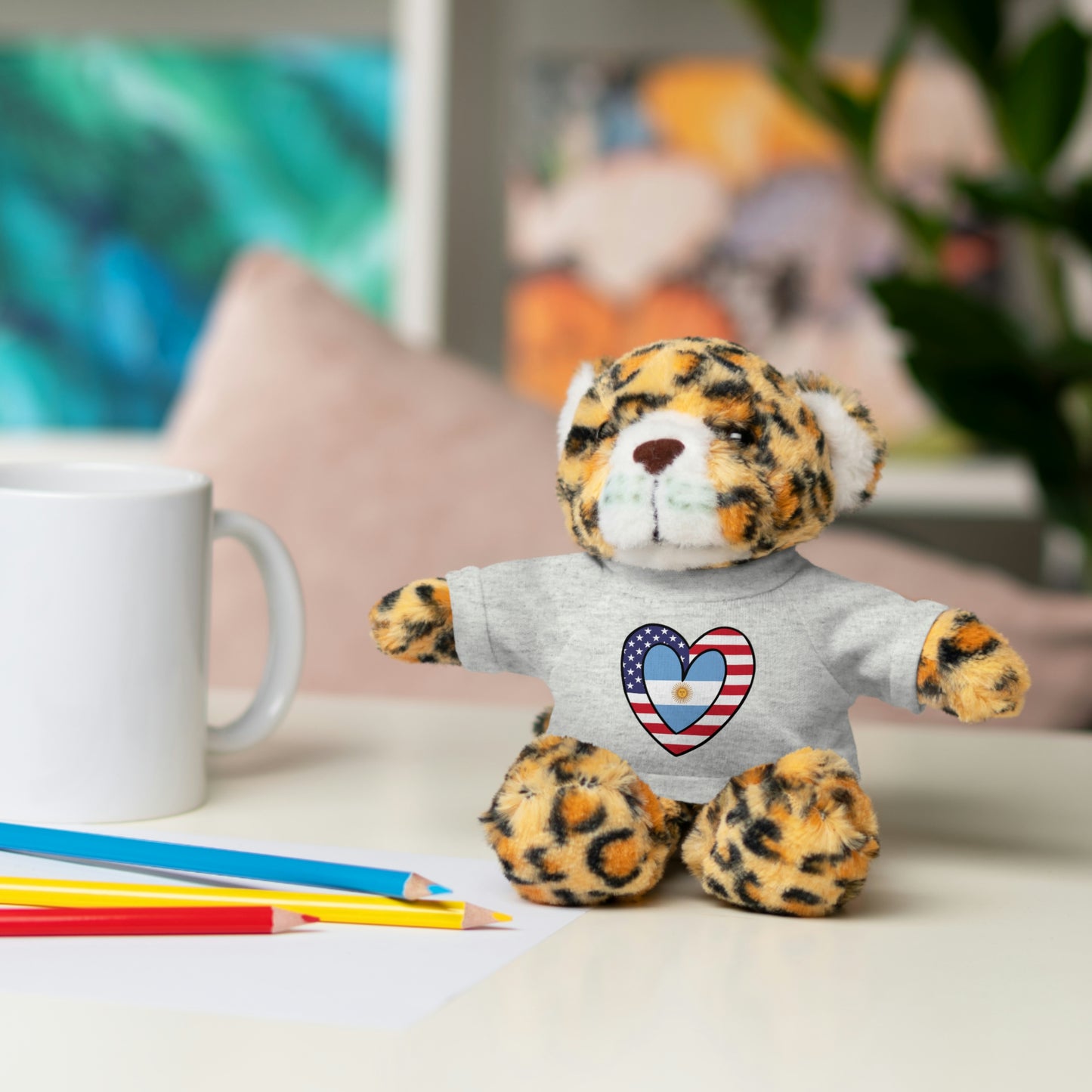 Argentinian American Valentines Day Gift Stuffed Animal | Argentina USA Flag Toy