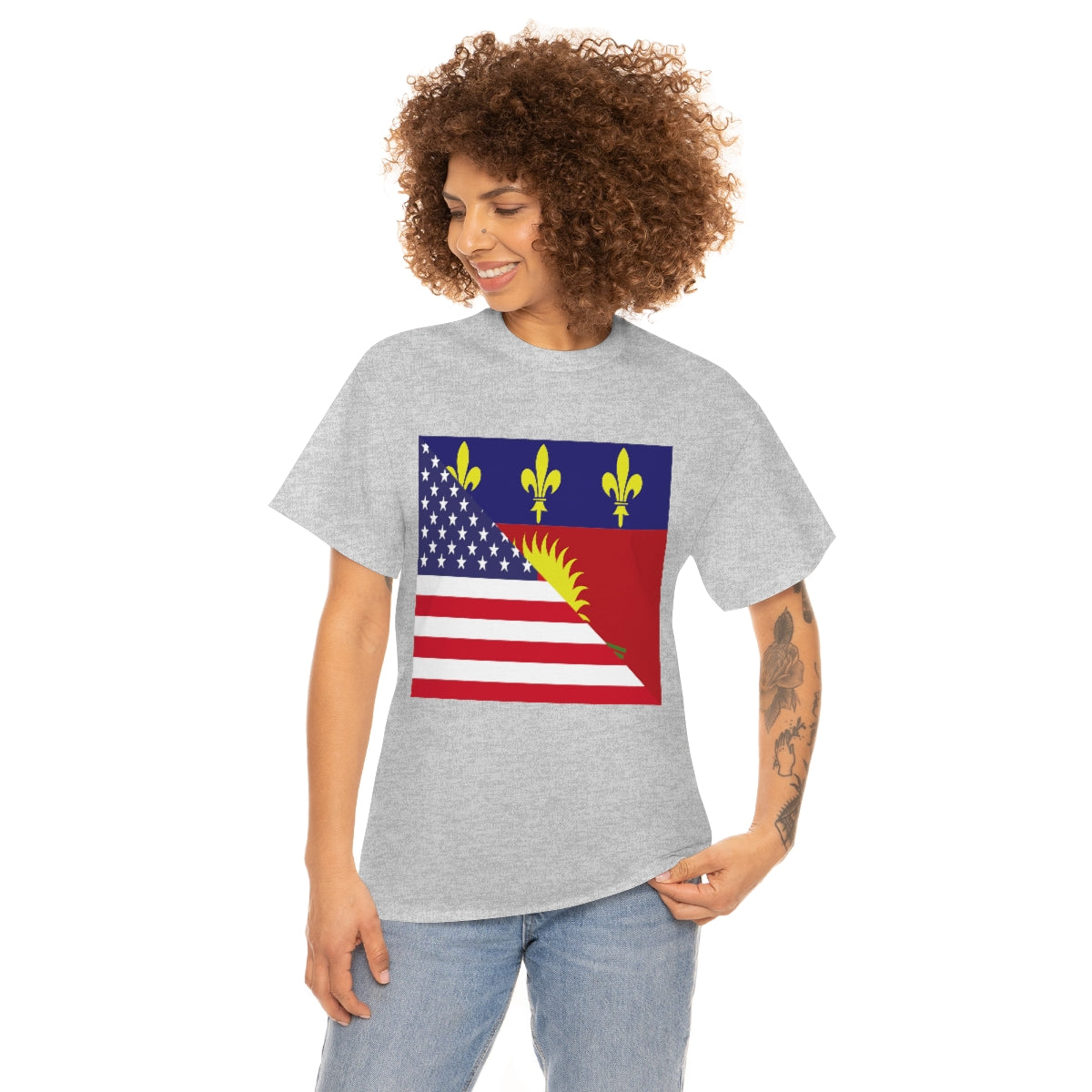 Guadeloupe American Flag Half Guadeloupean USA T-Shirt | Unisex Tee Shirt