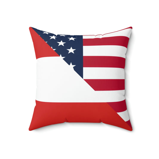 Austrian American Flag Austria USA Spun Polyester Square Pillow