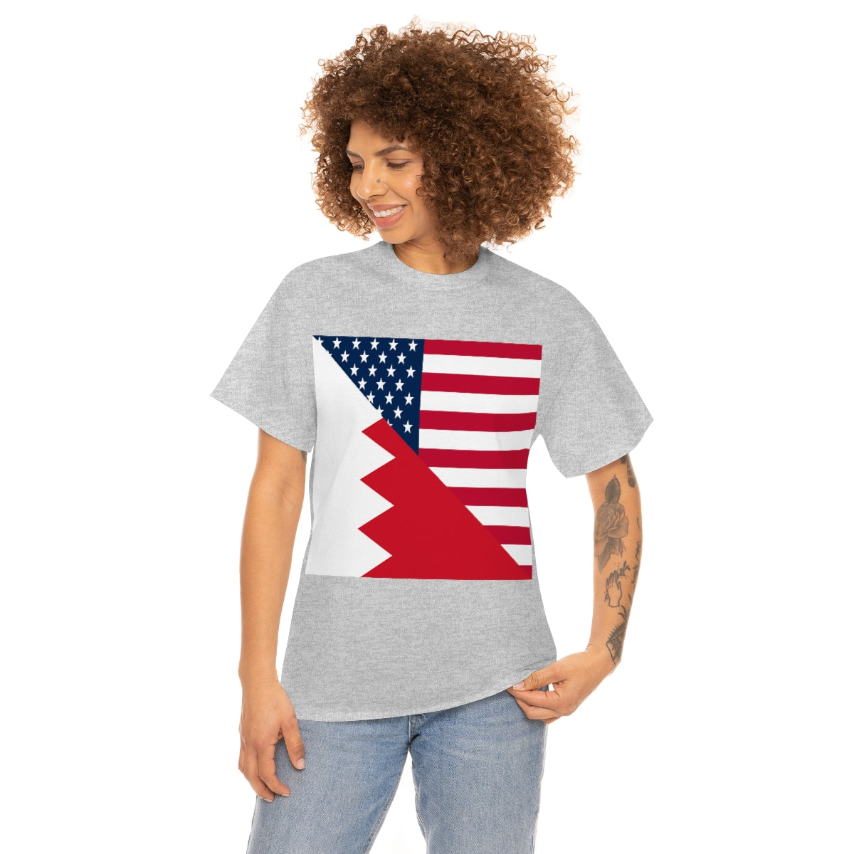 Bahrain American Flag Half Bahraini USA T-Shirt | Unisex Tee Shirt