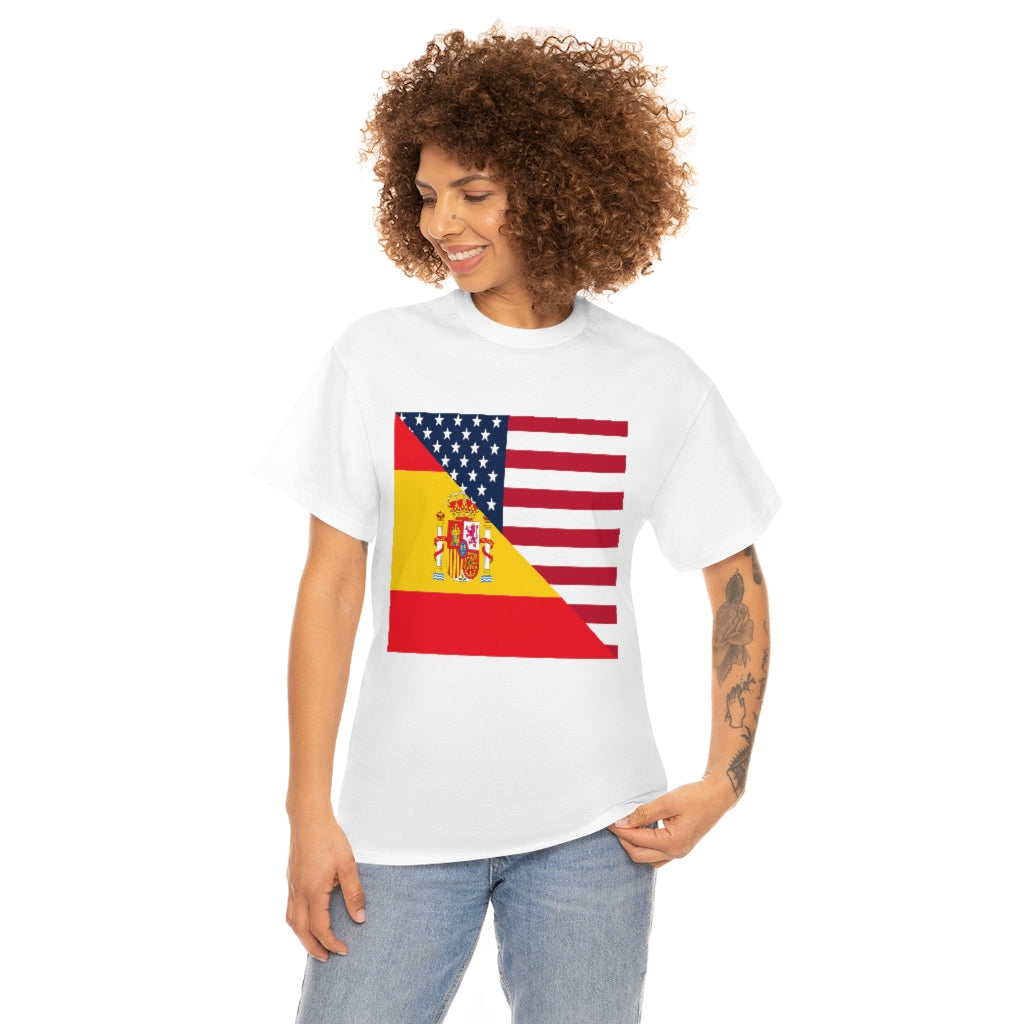 Spain American Flag Tee Shirt | Unisex Spanish USA Tshirt