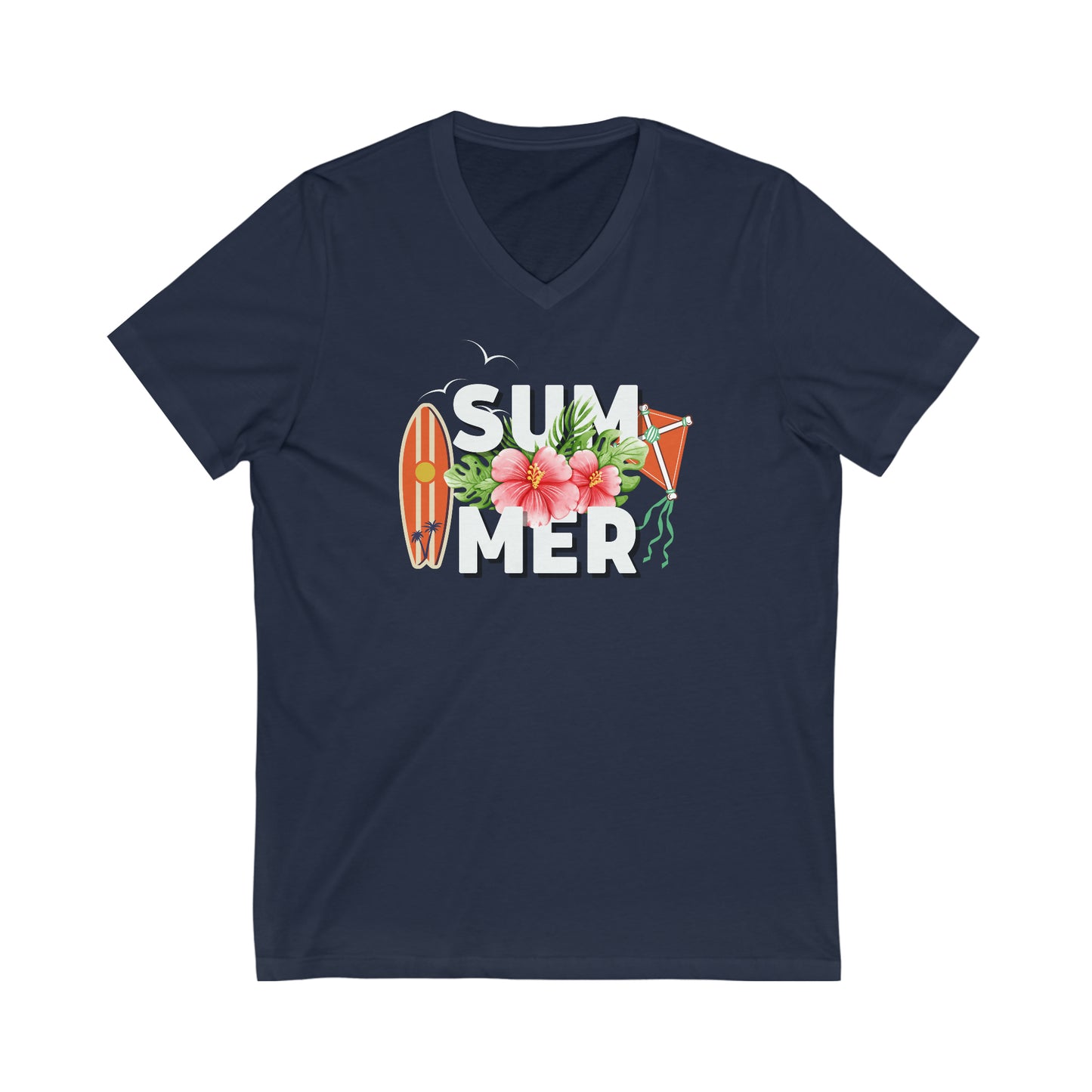 Summer Surfboard and Kite 2 V-Neck T-Shirt | Unisex Vee Shirt