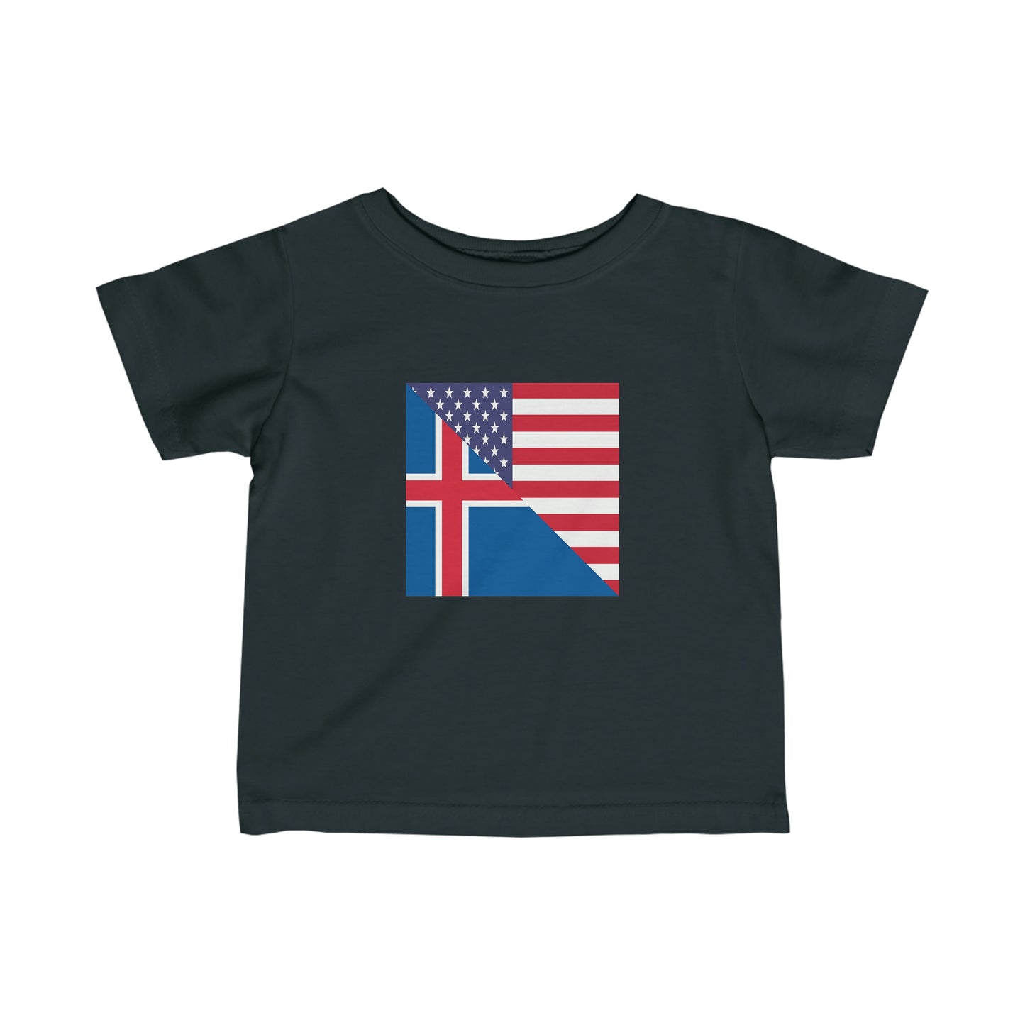 Infant Iceland American Flag Icelander USA Toddler Tee Shirt