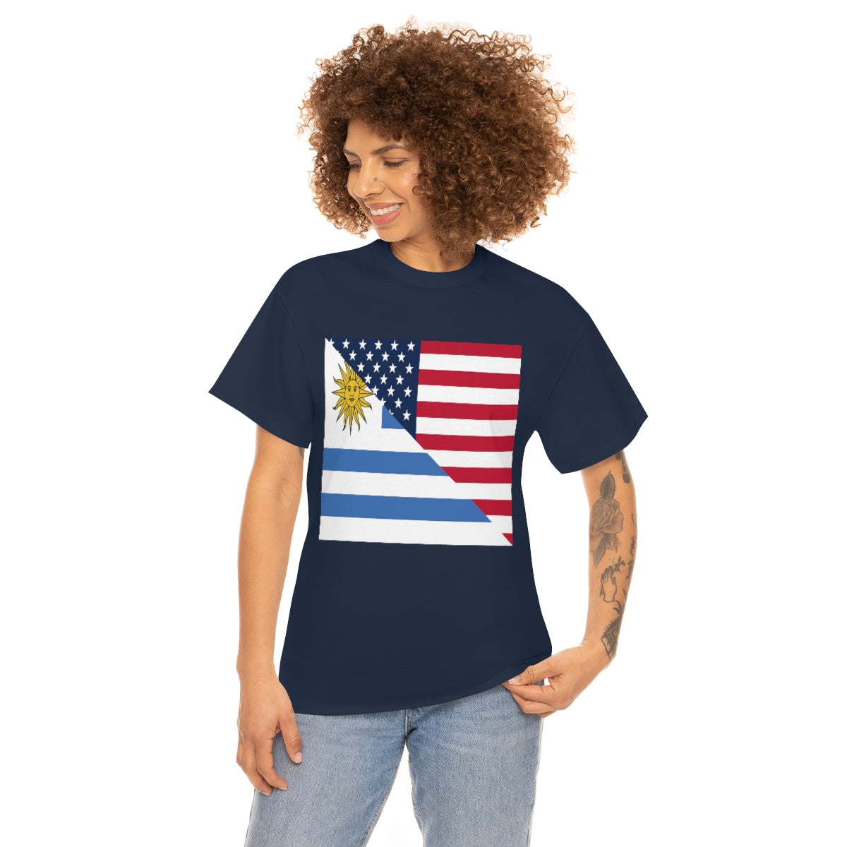 Uruguay American Flag Half Uruguayan USA T-Shirt | Unisex Tee Shirt