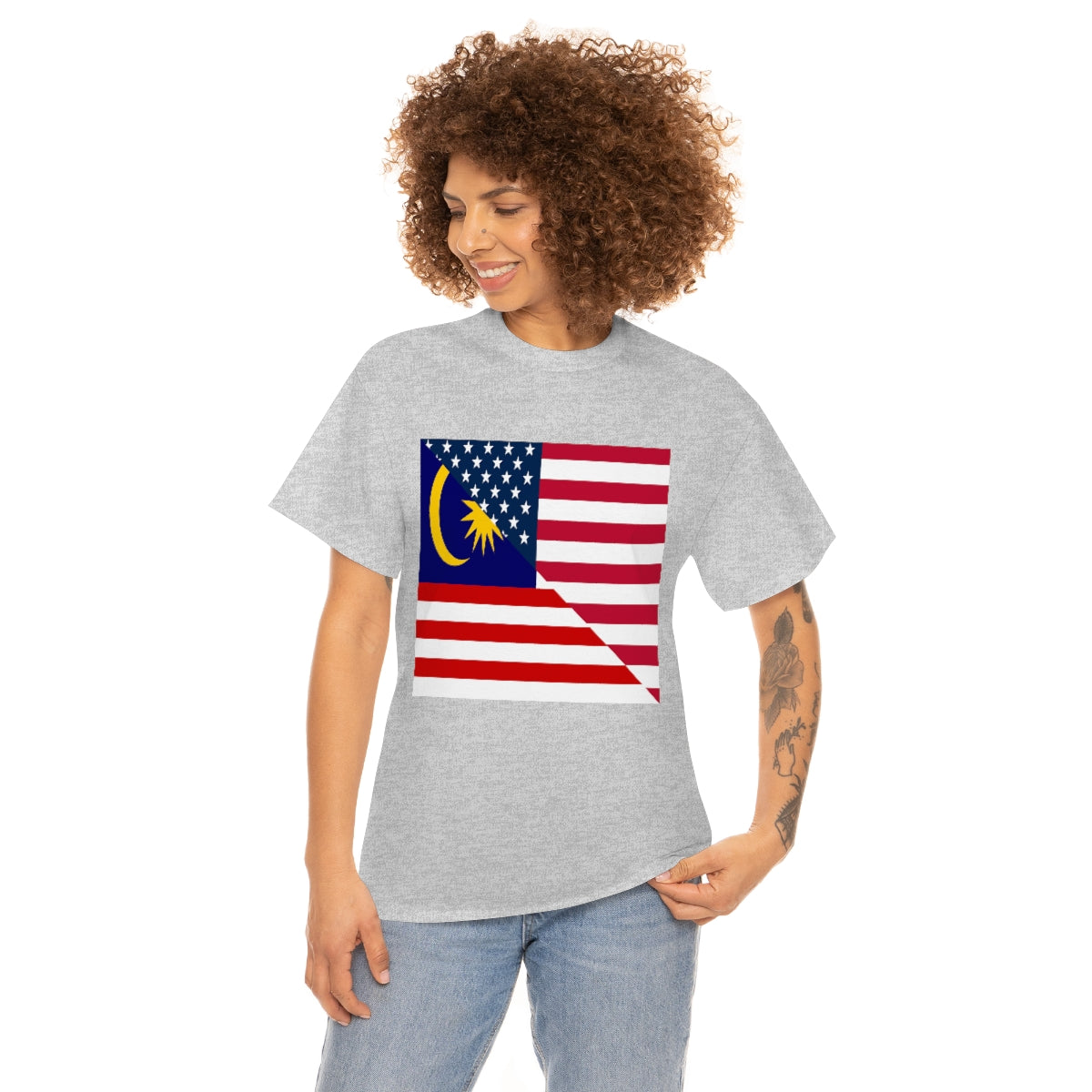 Malaysia American Flag Half Malaysian USA  T-Shirt | Unisex Tee Shirt