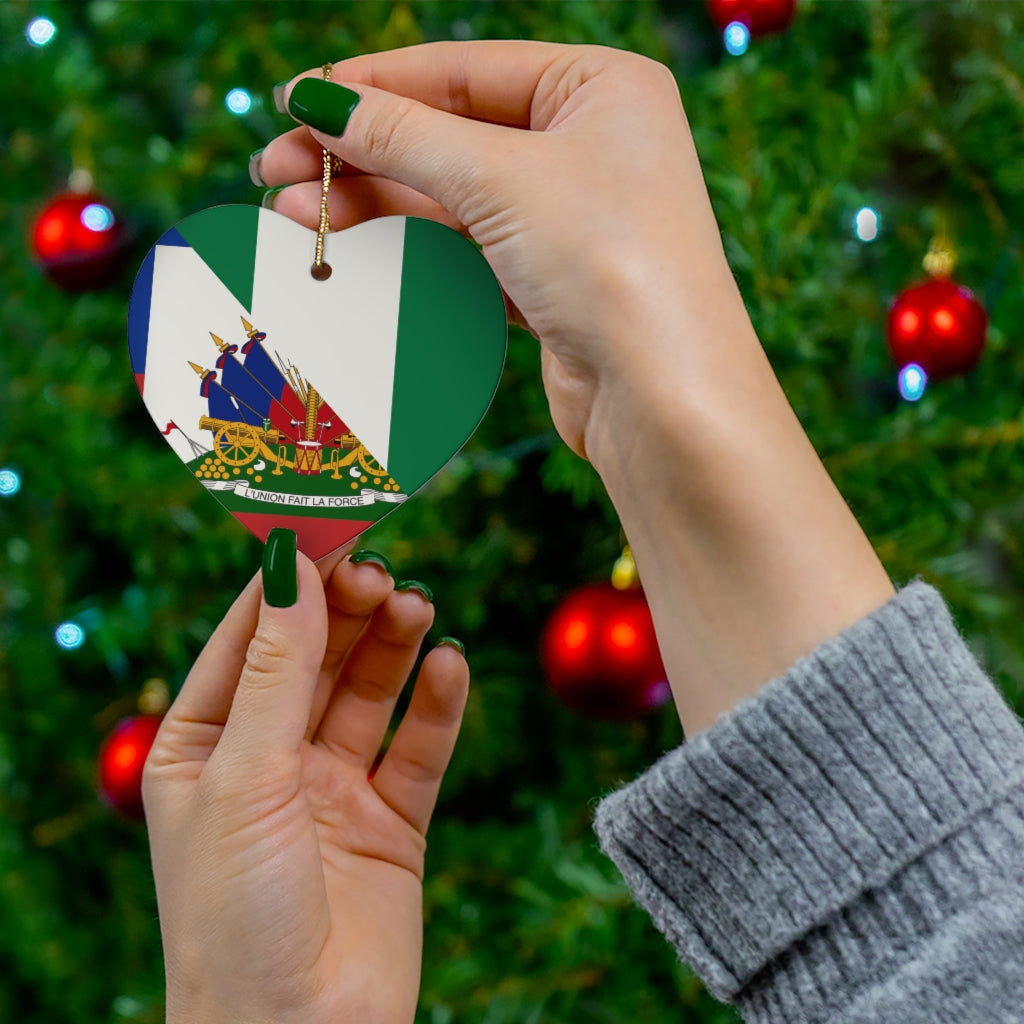 Haiti Nigeria Flag Ceramic Ornaments | Haitian Nigerian Naija Christmas Tree