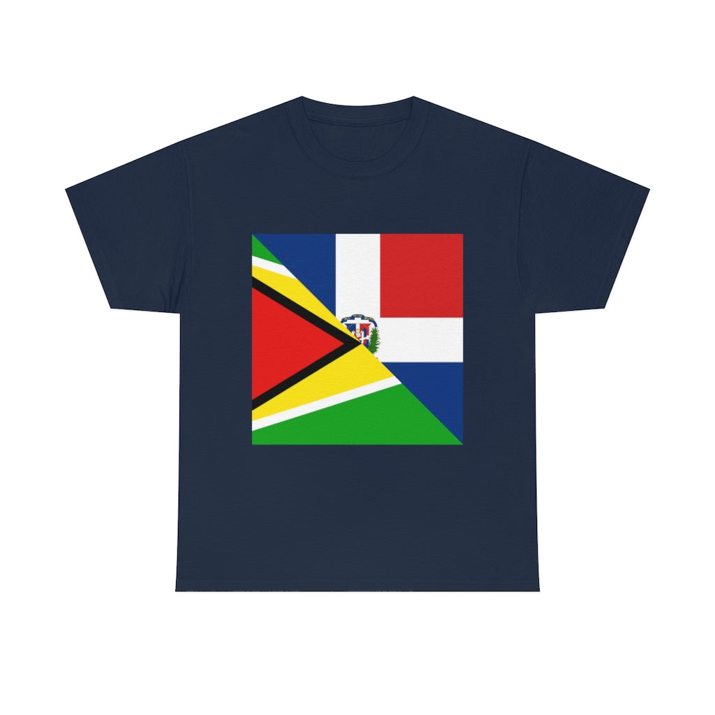 Guyanese Dominican Republic Flag Tee Shirt | Unisex Guyana DR T-shirt