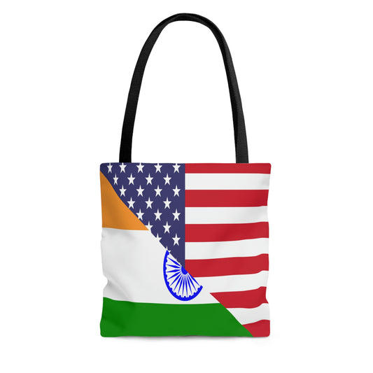 Indian American Flag Half India USA Tote Bag | Shoulder Bag