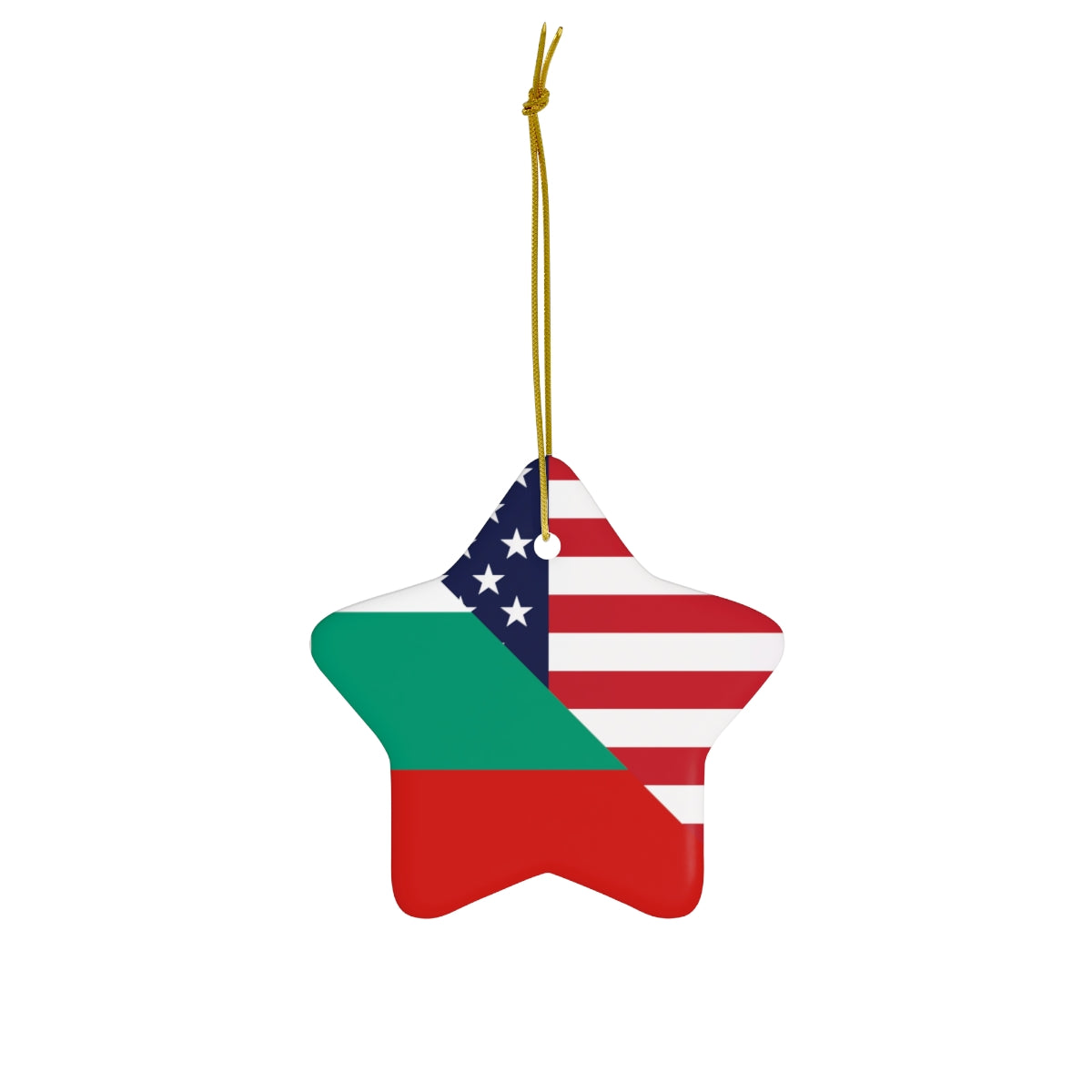 Bulgaria American Flag Ceramic Ornaments | Bulgarian USA Holiday Christmas Tree