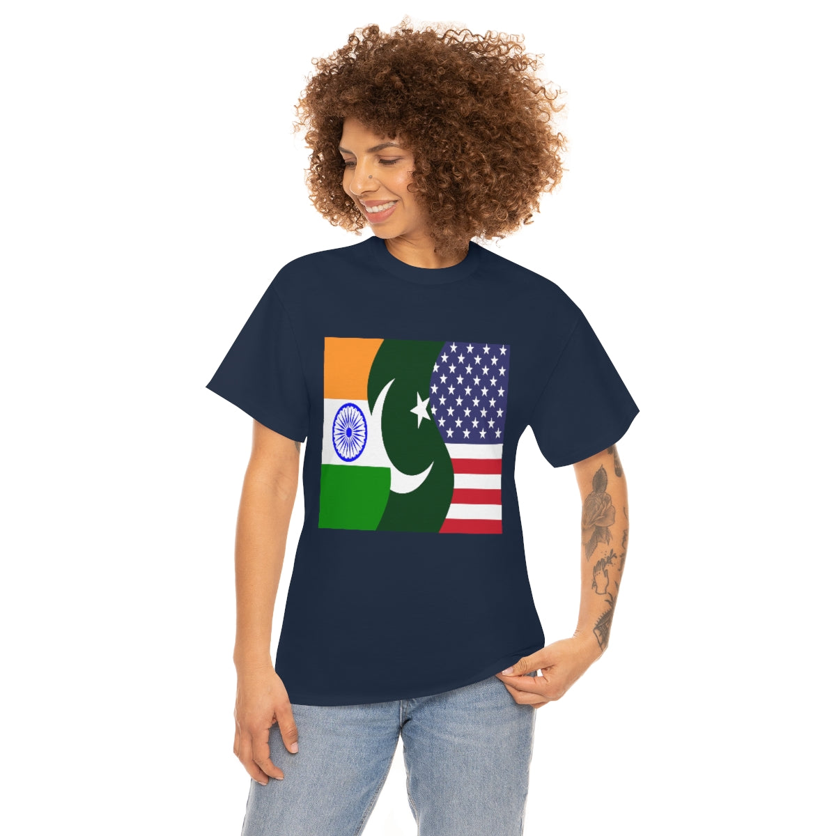 Indian Pakistani American Flag Tee Shirt | Pakistan India USA Tshirt