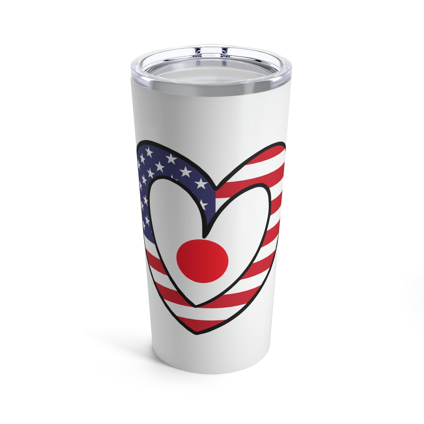 Japanese American Heart Valentines Day Gift Half Japan USA Flag Tumbler 20oz Beverage Container