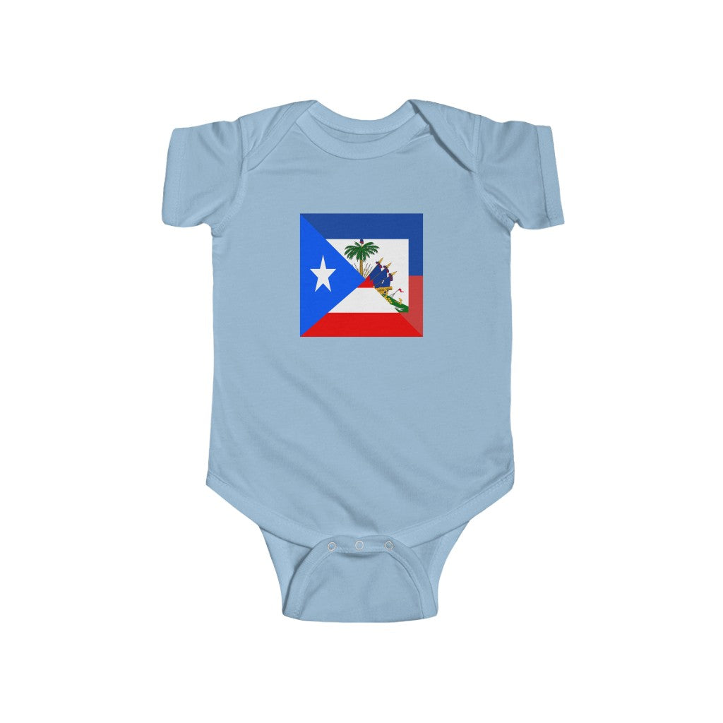 Puerto Rican Haitian Flag Baby Bodysuit | Haiti Boricua Baby Girl Boy