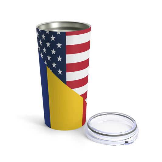 Romania American Flag Half Romanian USA Tumbler 20oz