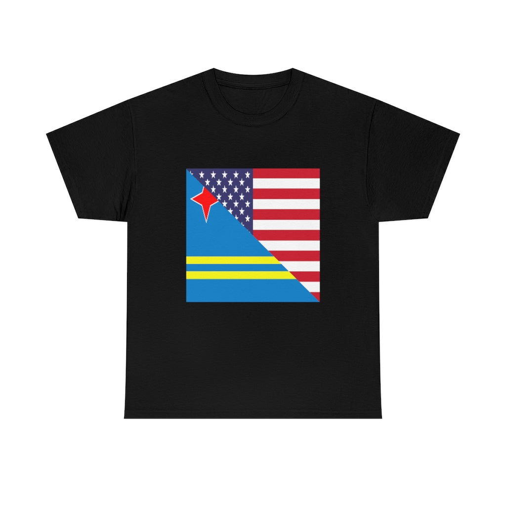 Aruban American Flag Tee Shirt | Aruba USA Tshirt