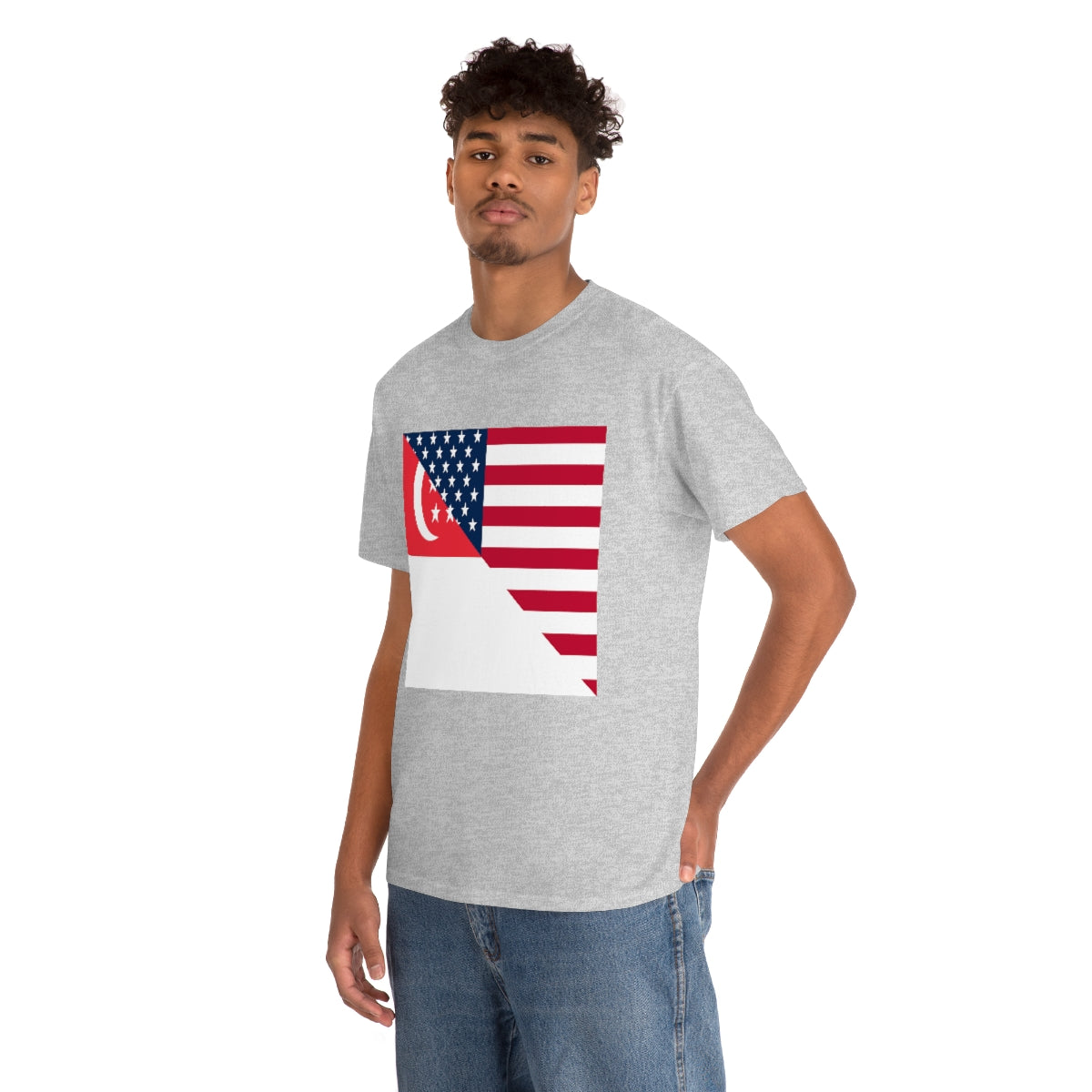 Singapore American Flag Half Singaporean USA T-Shirt | Unisex Tee Shirt