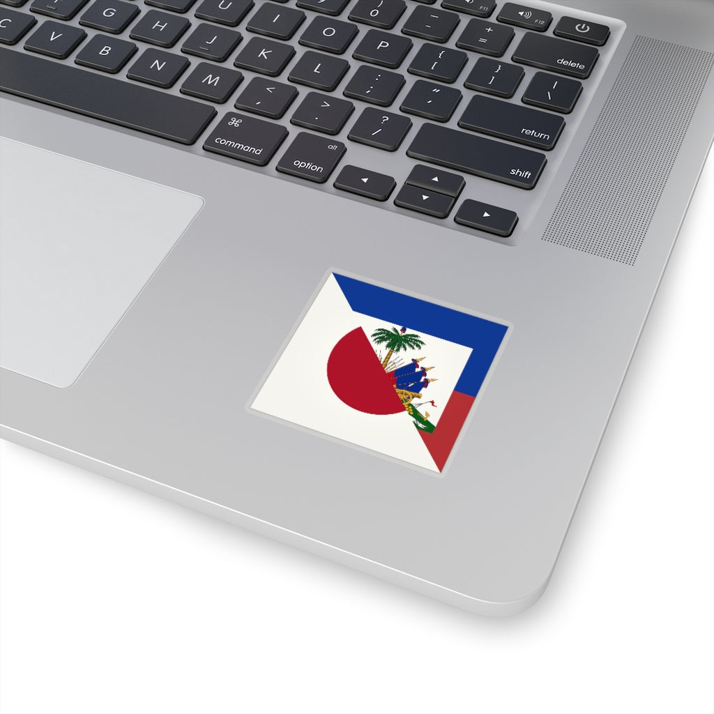 Half Haitian-Japanese Flag Sticker | Haiti Japan Flag Sticker