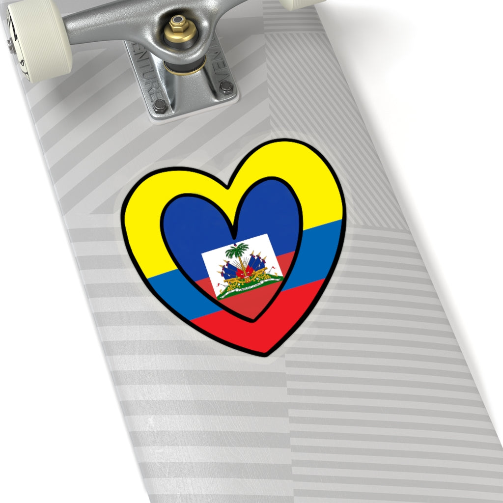 Colombian Haitian Flag Inner Heart Sticker | Colombia Haiti Accessory