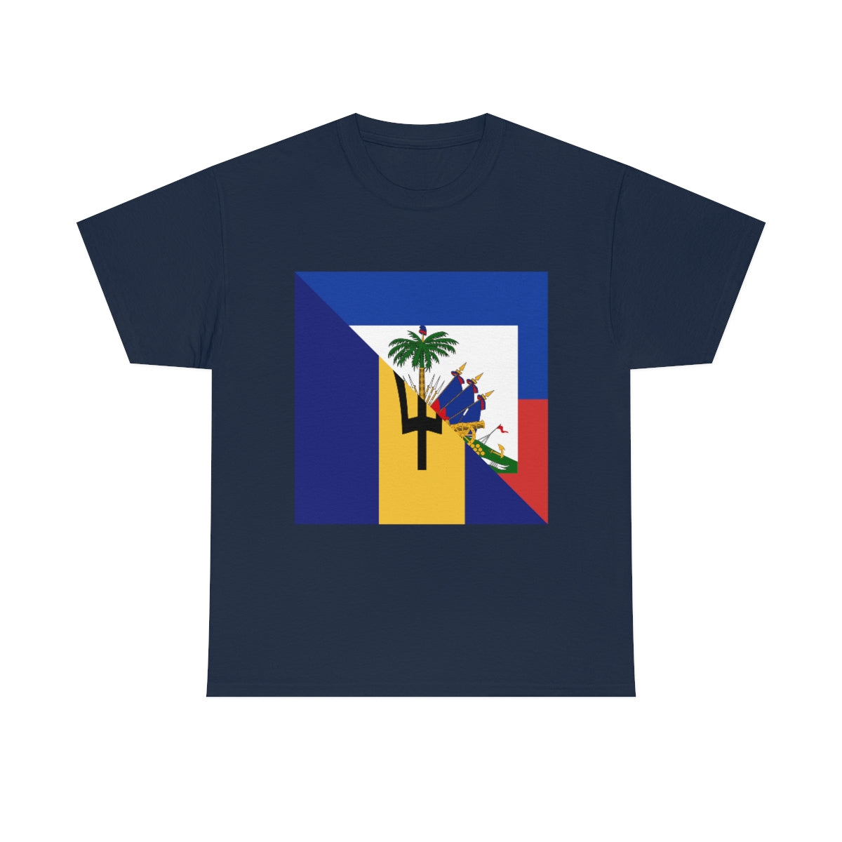 Bajan Haitian Flag Tee Shirt | Unisex Barbados Haiti USA Tshirt