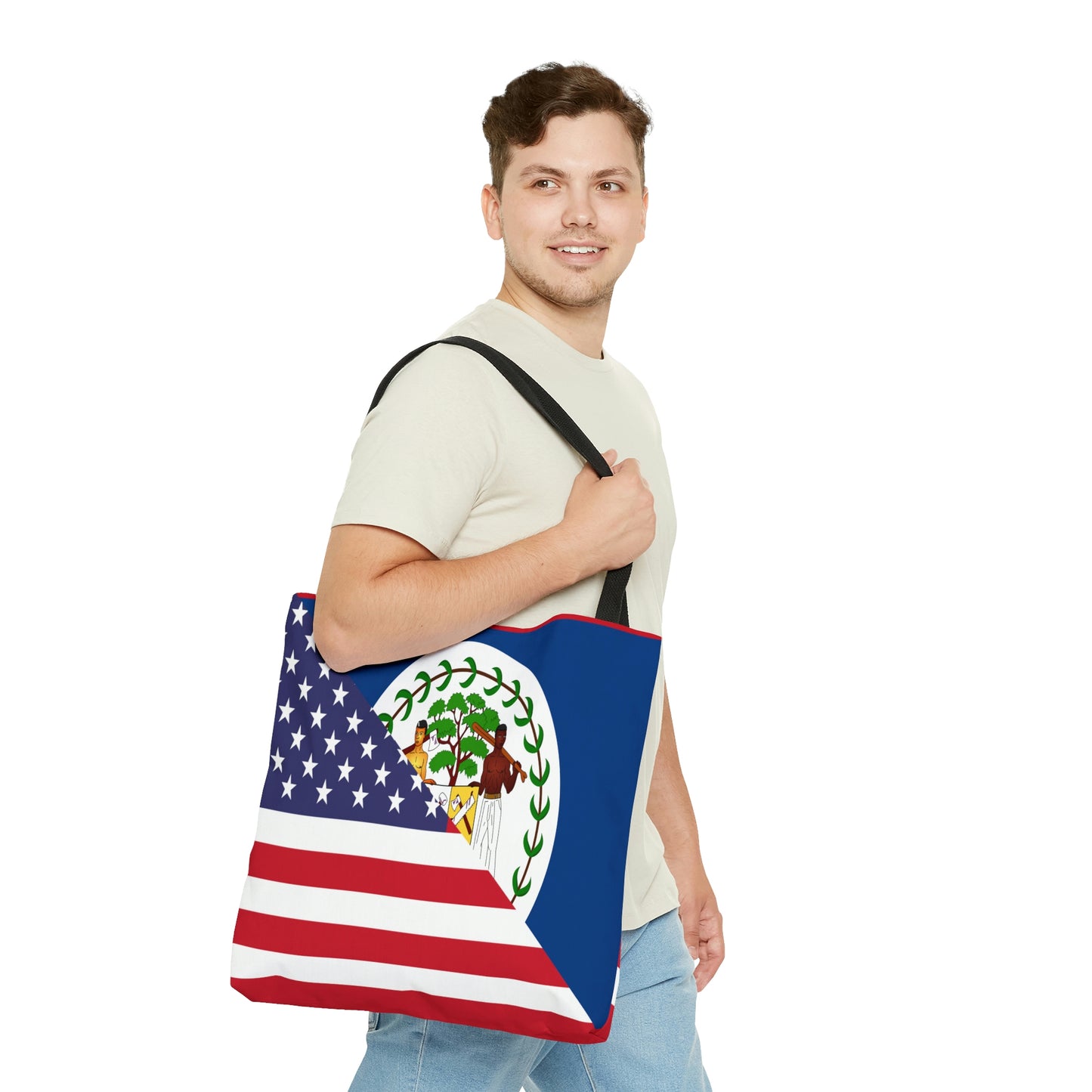 Belize American Flag Half Belizean USA Tote Bag | Shoulder Bag