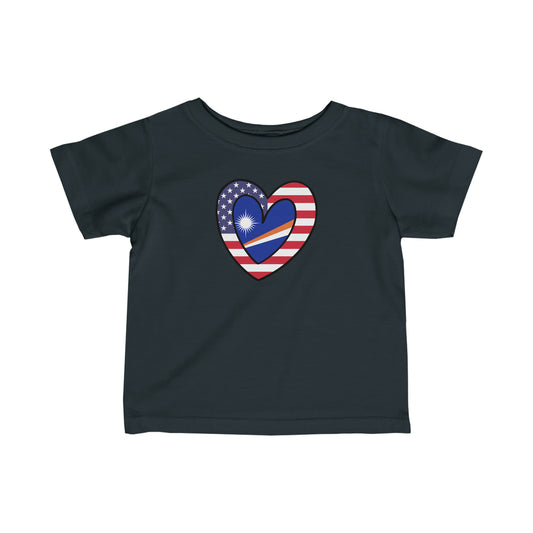 Infant Marshal Islands American Heart Valentines Day Wedding Gift Half Flag Toddler Tee Shirt