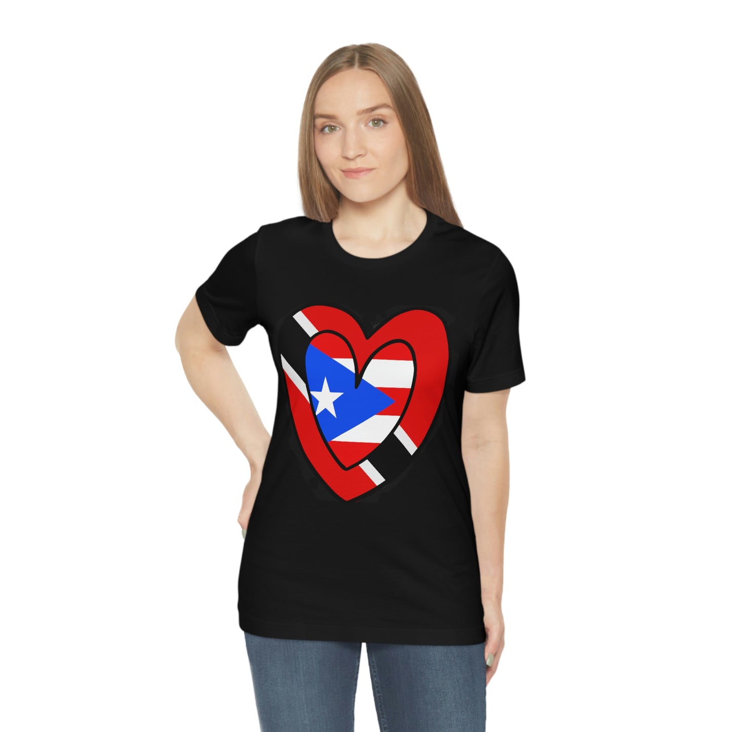 Trini Puerto Rican Heart Valentines Day Gift Tee Shirt | Trinidad Boricua Flag T-Shirt