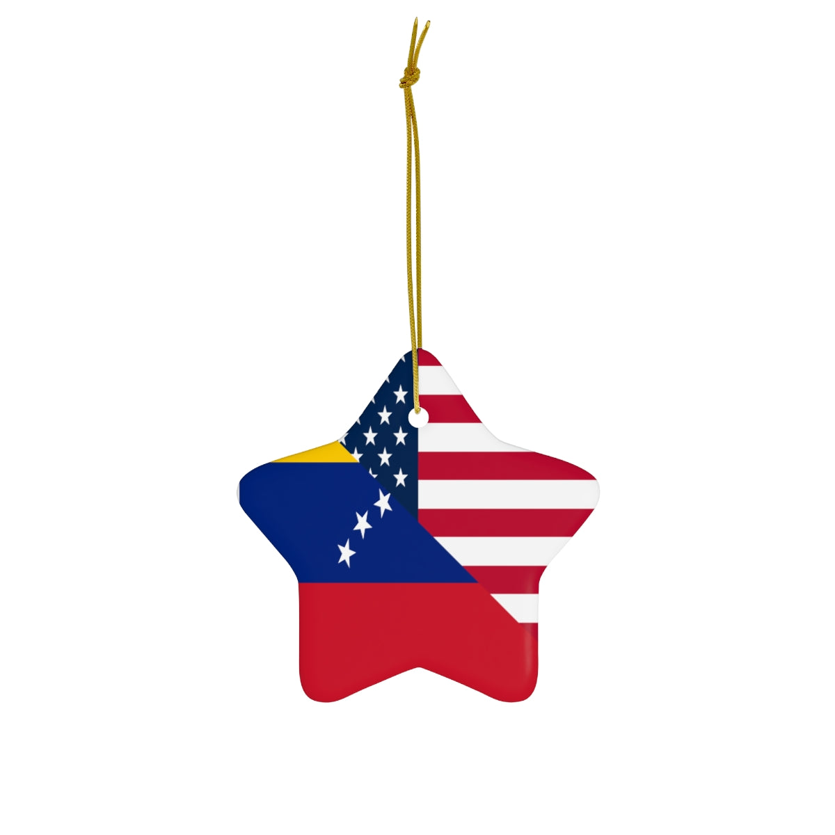 Venezuela American Flag Ceramic Ornaments | Venezuelan USA Holiday Christmas Tree