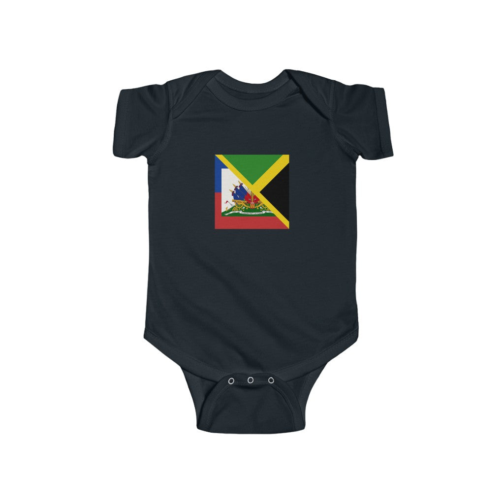 Haitian Jamaican Flag Baby Bodysuit | Haiti Jamaica Unisex Baby Boy Girl