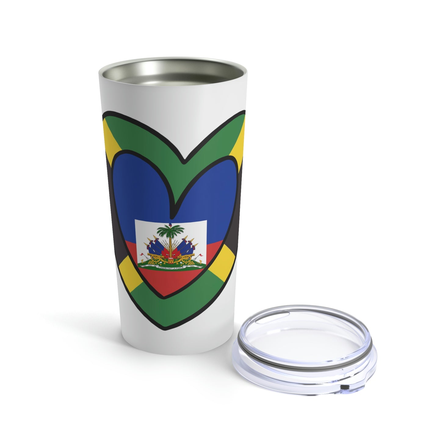 Jamaican Haitian Flag Inner Heart Valentines Day Gift Jamaica Haiti  Tumbler 20oz