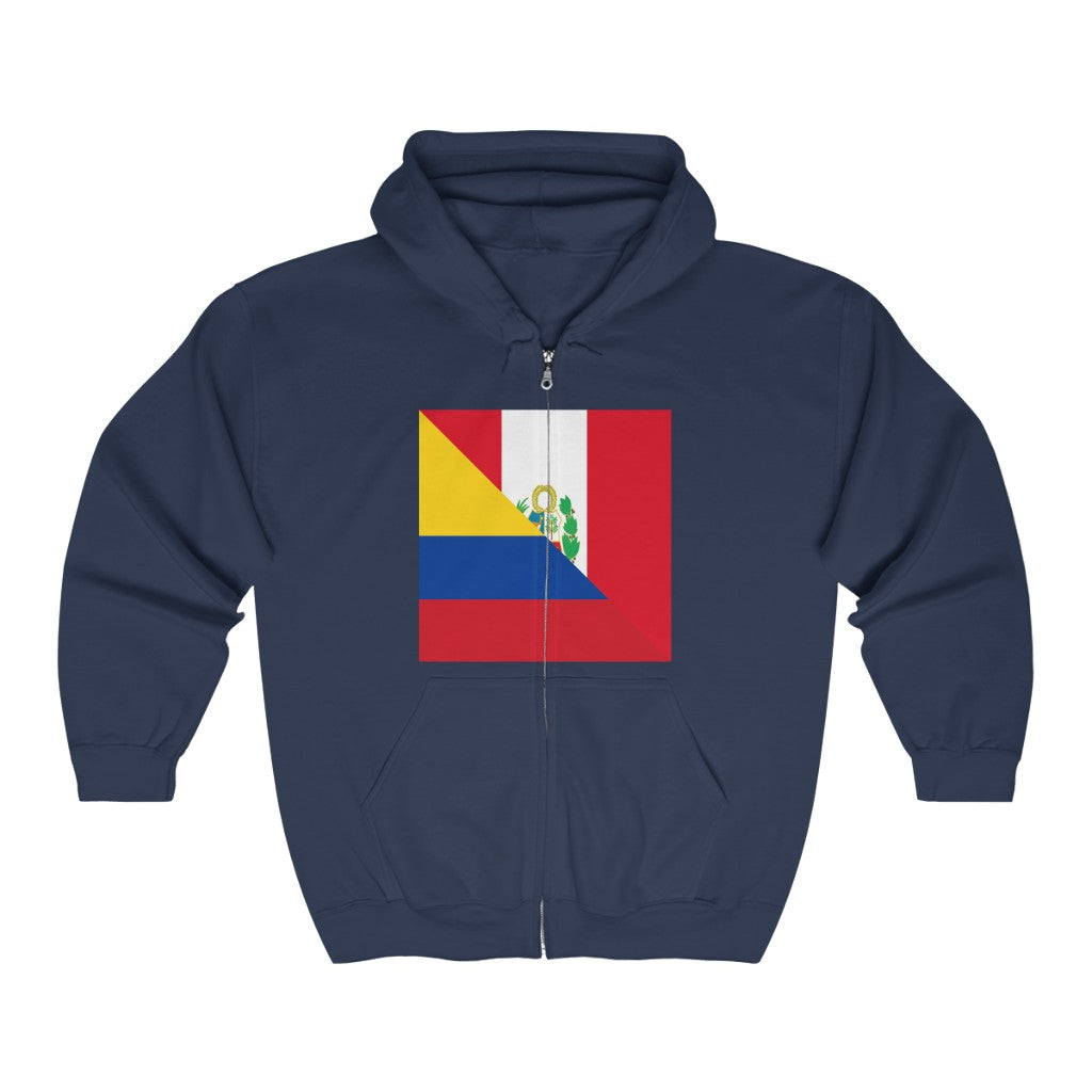 Peru Colombia Flag Peruvian Colombian Zip Hoodie | Hooded Sweatshirt