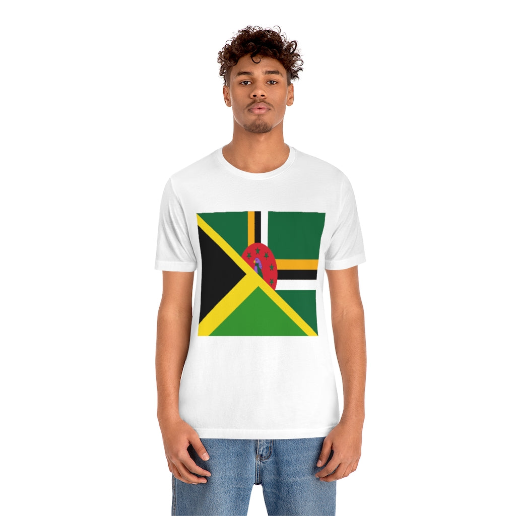 Half Dominican Jamaican Flag Tee | Dominica Jamaica Men Women Shirt