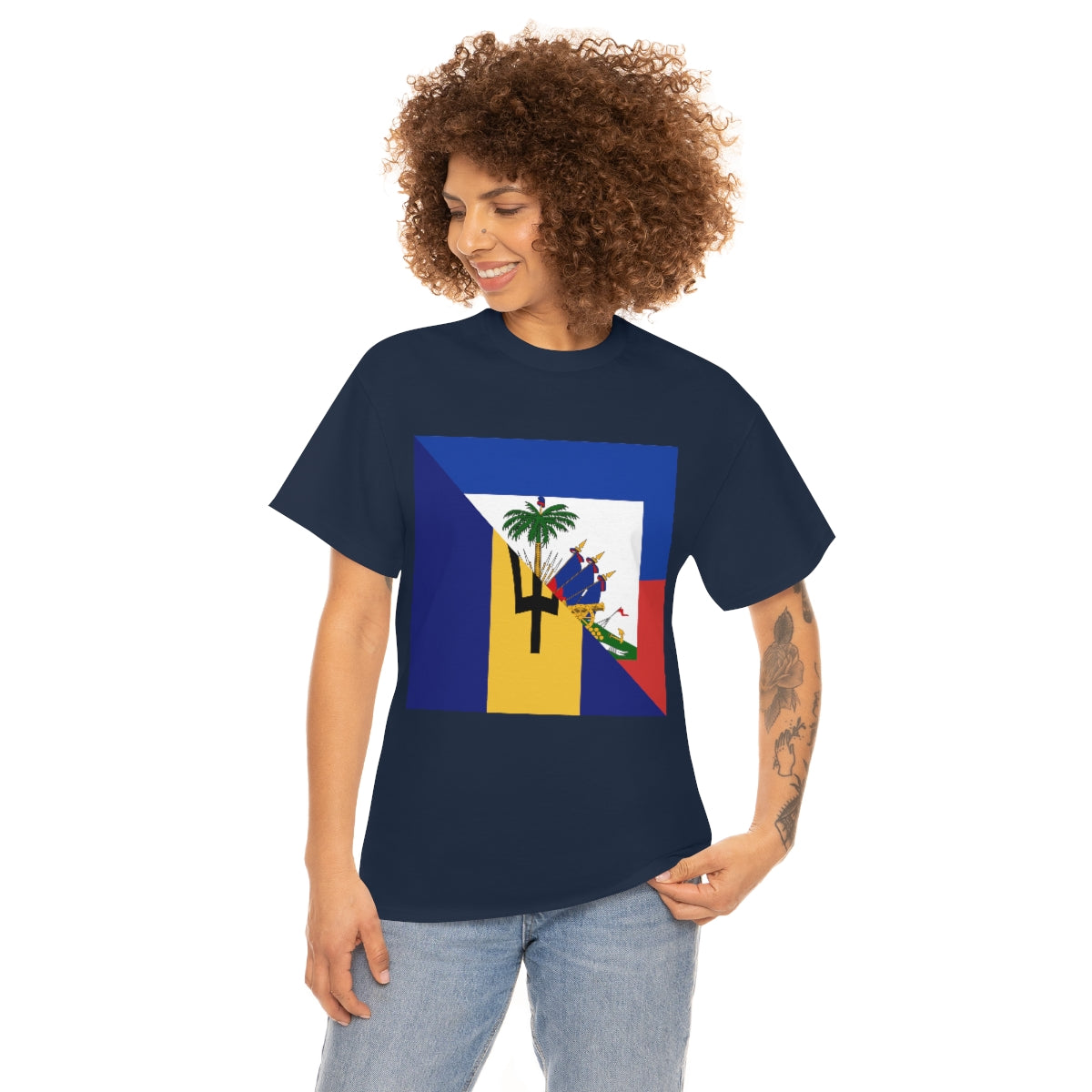 Bajan Haitian Flag Tee Shirt | Unisex Barbados Haiti USA Tshirt