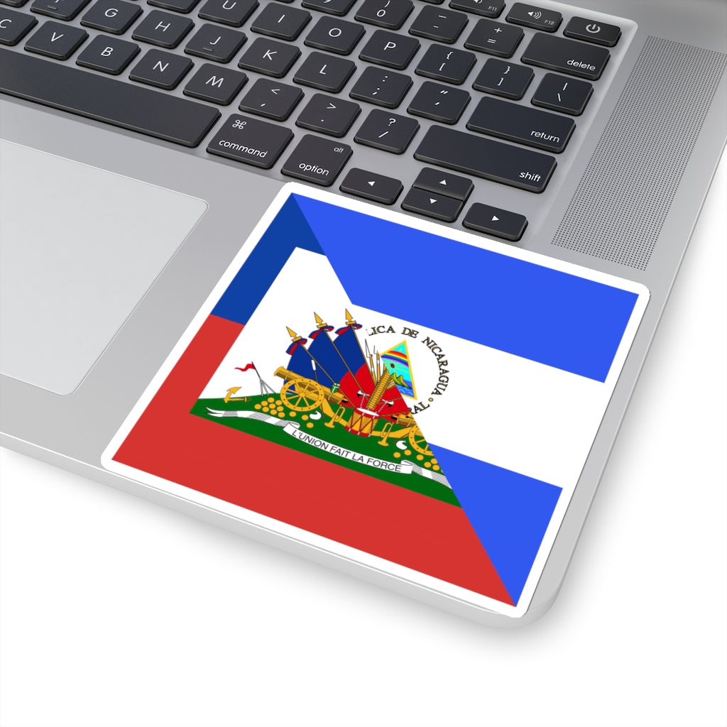 Haiti - Nicaragua Flag Sticker | Half Haitian Nicaraguan Adhesive