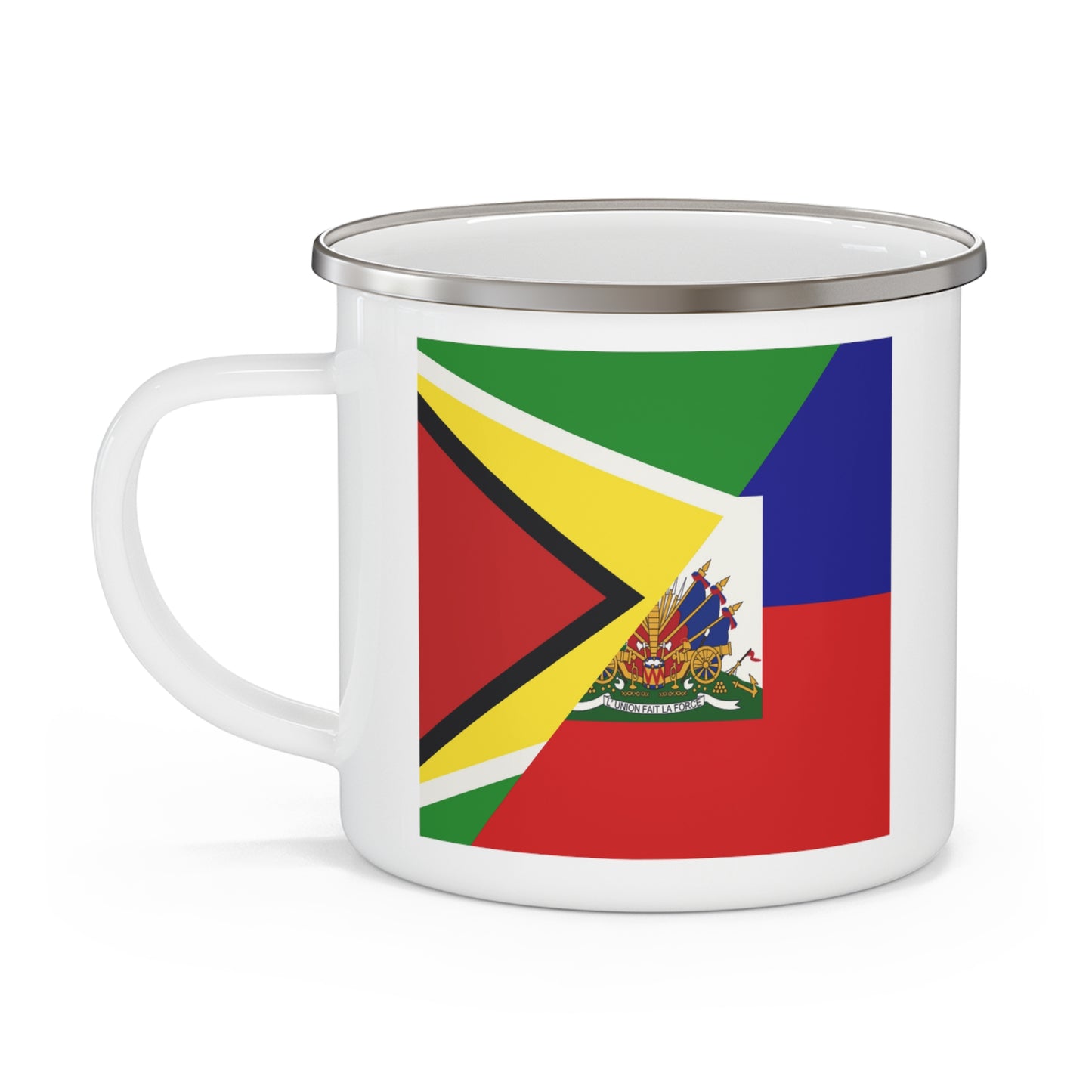 Guyanese Haitian Flag | Half Guyana Haiti Flag 12oz Enamel Mug